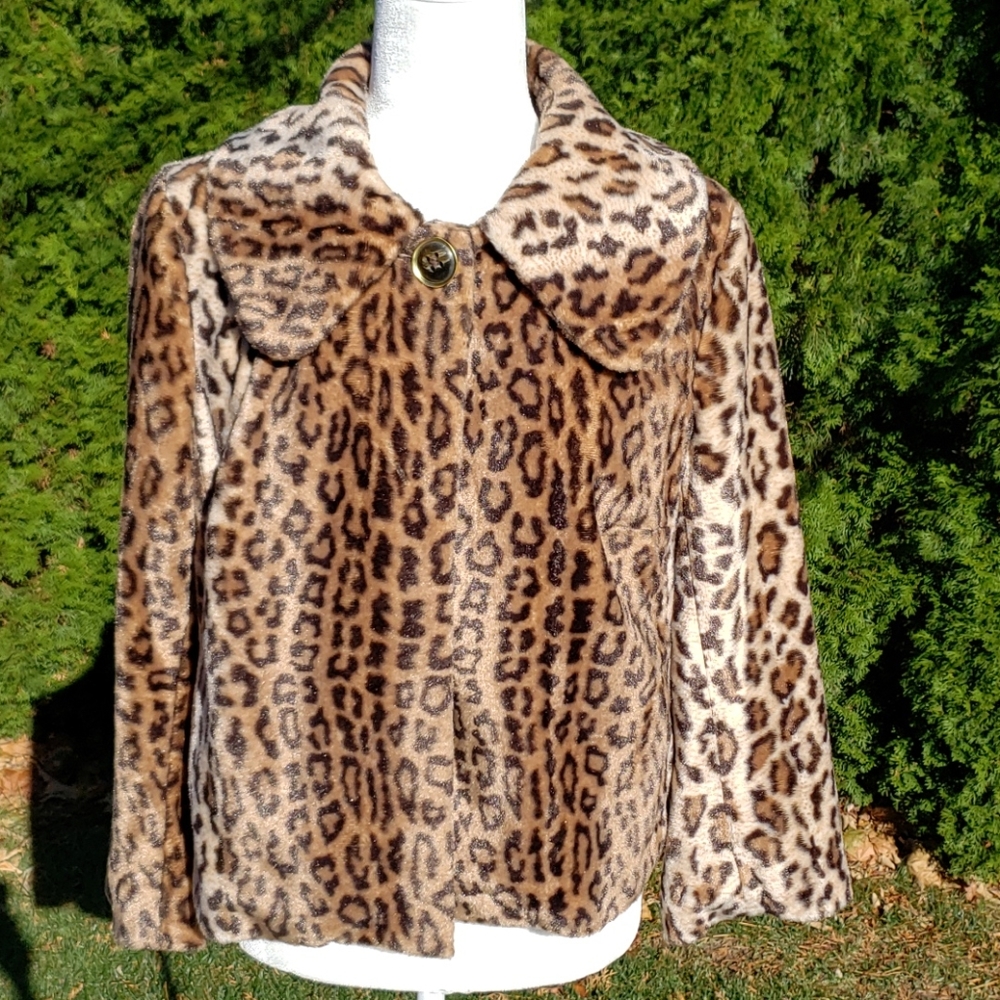 Laura Ashley Faux Leopard Print Jacket Size Medium